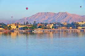 View of Luxor with hot air balloons